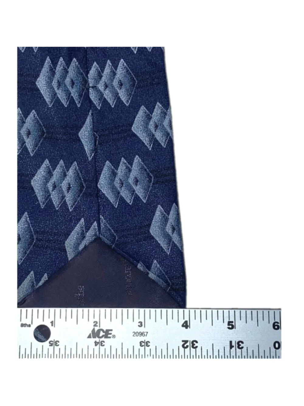 Vintage 1990s Guy Laroche 100% Silk Navy Blue Geometric Power Tie Mens Necktie